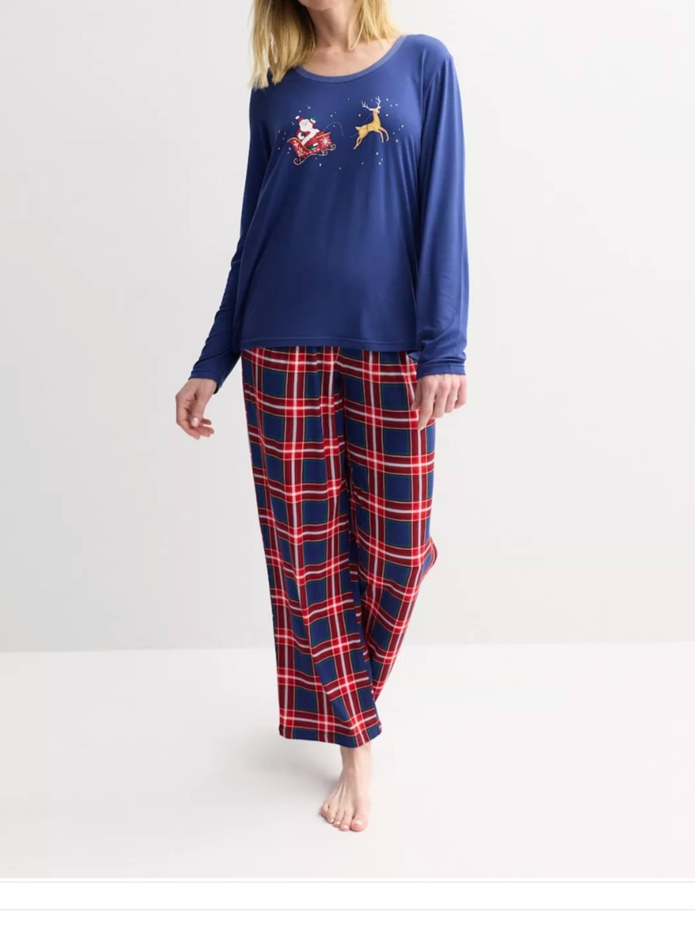 Jammies For Your Families Santa Tartan Plaid Pajama Set Womens XXL 2XL New NIP